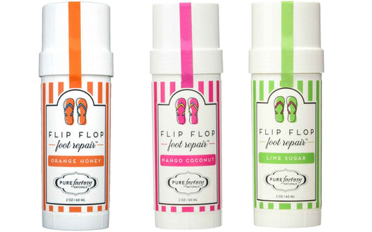 PureFactory Naturals Flip Flop Foot Repair Stick Set of 3 Lime Sugar, Mango Coconut and Orange Honey by Pure Factory