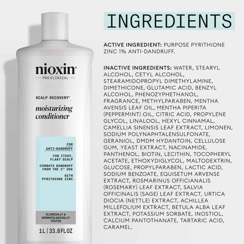 Nioxin Scalp Recovery Moisturizing Conditioner for Dry Scalp | With Pyrithione Zinc and Green Tea Extracts | 33.8 Fl oz.