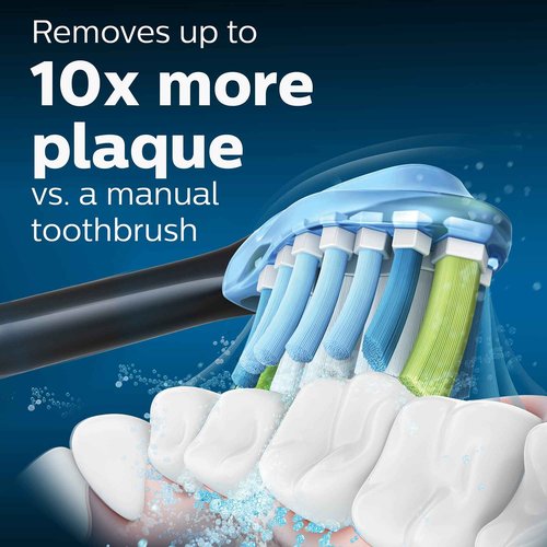 Philips Sonicare Genuine C3 Premium Plaque Control Replacement Toothbrush Heads & Genuine A3 Premium All-in-One Replacement Toothbrush Heads, 2 Brush Heads, Black, HX9092/95