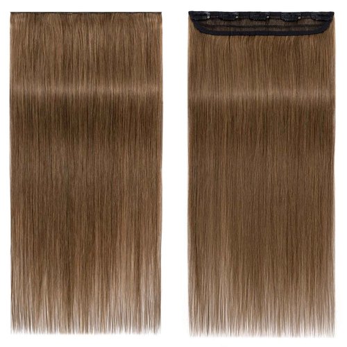 S-noilite Clip in Human Hair Extensions - Real Human Hair One Piece/5 Clips, 3/4 Full Head - Thicker, Straight, Soft 22"-100g, #06 Light Brown