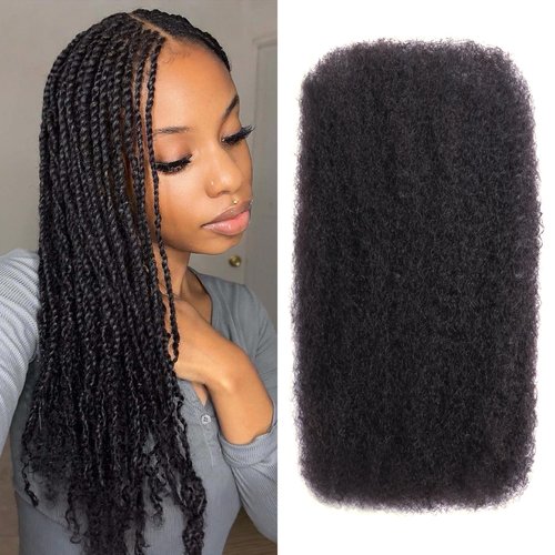 Afro Kinkys Bulk Human Hair -22 Inch 50g 4c Kinky Curly Bundles Human Braiding Hair For Mini Twist/Dreadlocks Extensions/Braids/Locs (1B, 22 Inch(Pack of 1))