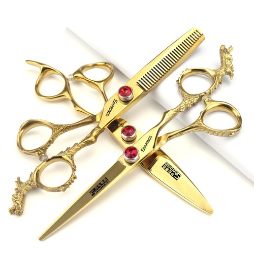 Sharonds 6/7 inch Professional Hair Cutting Scissors Set Hair Cutting Scissors Thinning Teeth Shears Set,Sliver Scissors,Barber,Salon,Hairdressing Scissors Kit,Japanese 440C Scissors (6-inch 3pc-B)