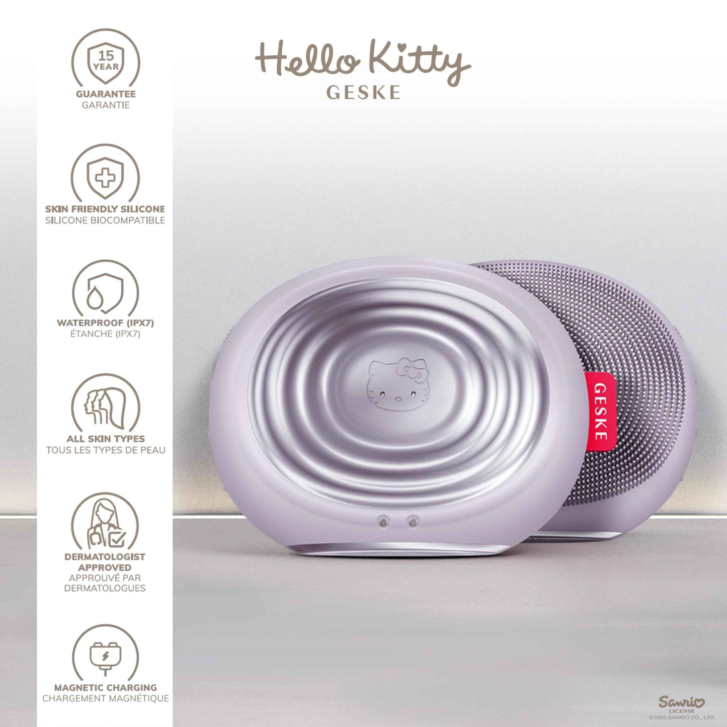 GESKE x Hello Kitty SmartAppGuided Sonic Thermo Facial Brush | 5 in 1 | Skin Cleansing | Cleansing Brush with Thermal Function | Electric Facial Massager