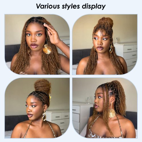 Afro Kinkys Bulk Human Hair,22 Inch 50g/Pack Afro Kinky-Curly Human Hair Bulk for Mini Twist,4c Auburn Brown Bulk Human Braiding Hair For Micro,Crochet,Repair, Dreadlocks,Locs Extensions #30