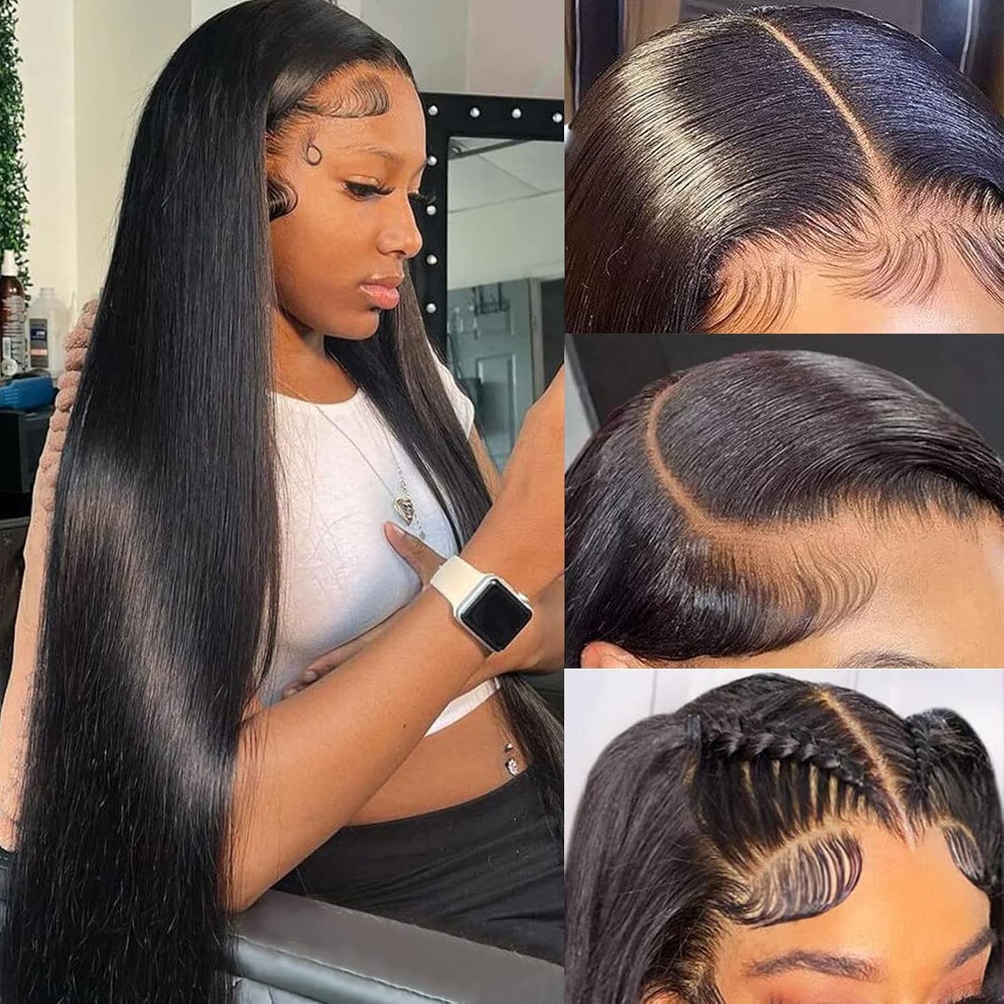 13x6 Straight Lace Front Wig Human Hair 220% Density HD Transparent Lace Front Wigs for Women 30 Inch Lace Wigs Brazilian Virgin Real Human Hair