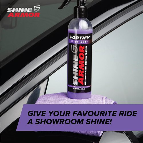 SHINE ARMOR Fortify Quick Coat – 3-in-1 Ceramic Coating Spray (8oz) | Waterless Wash, Shine & Protection | Streak-Free, Hydrophobic Car Wax for Paint & Trim