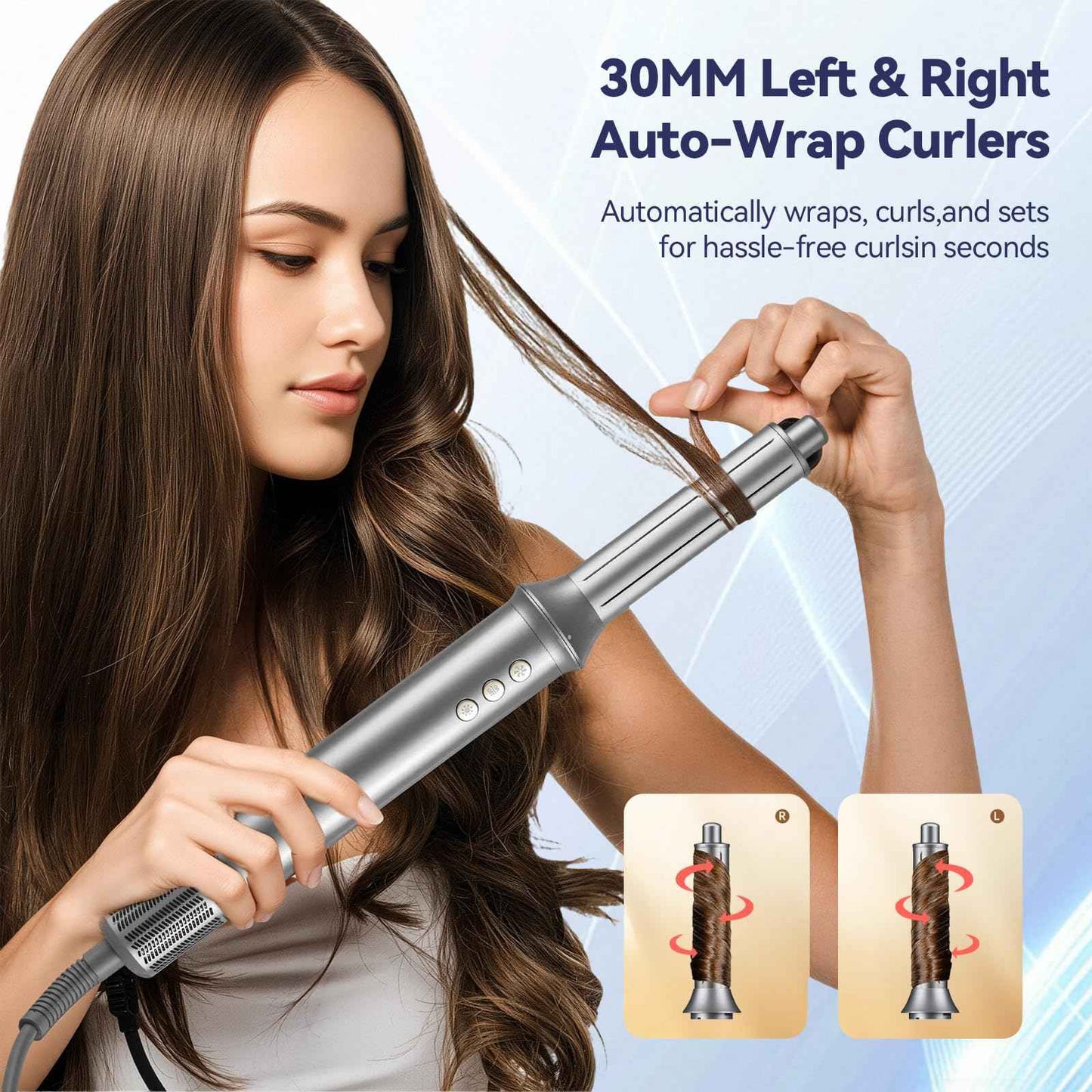 5 in 1 Hair Dryer Brush Set，Professional Blow Dryer Brush,High-Speed Hot Air Styler Wrap for Women,Multi Stylers - Volumize,Curl,Straighten,Frizz-Free,No Heat Damage