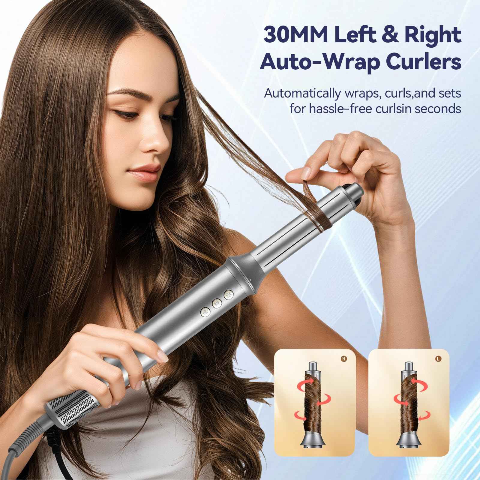 5 in 1 Hair Dryer Brush Set，Professional Blow Dryer Brush,High-Speed Hot Air Styler Wrap for Women,Multi Stylers - Volumize,Curl,Straighten,Frizz-Free,No Heat Damage