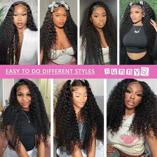 BunnyQ 24 Inch Water Wave Lace Front Wigs Human Hair 13x6 HD Lace Frontal Wigs Pre Plcked Deep Part Curly Wig for Women 200% Density Water Wave Lace Front Wigs With Baby Hair