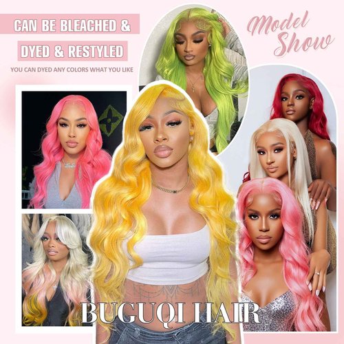 613 HD Lace Frontal Wig 200% Density 13x6 Blonde Body Wave Lace Front Wigs Human Hair Pre Plucked Glueless Wigs for Women (28inch)