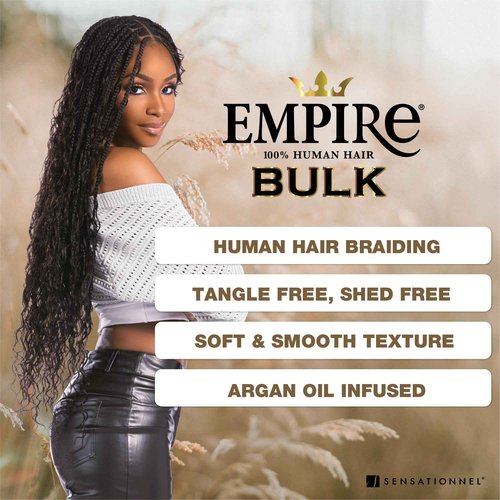 Sensationnel Empire Bulk Braiding – Water Wave Human Hair Braids for Knotless Boho Box or Curly Loosewave Styles 1 pack (14 inch, 4 MEDBROWN)