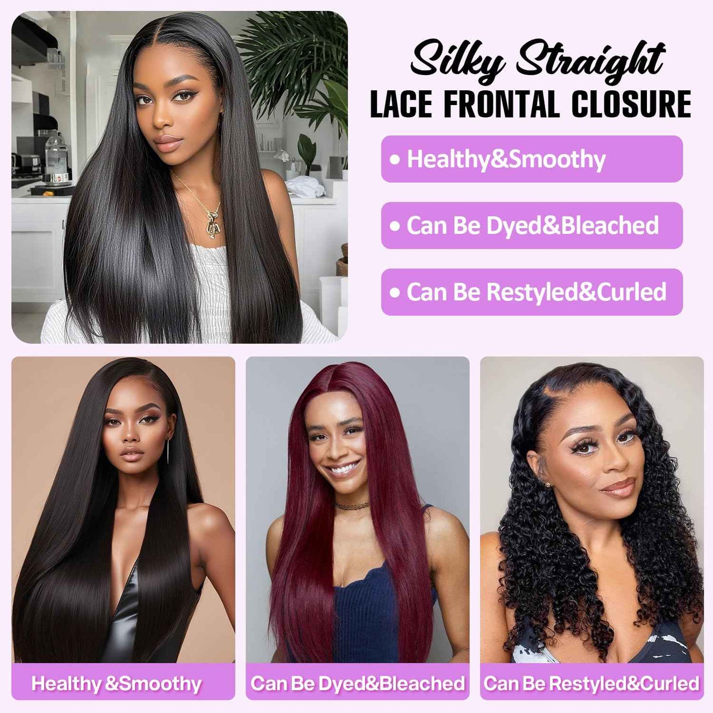 13x4 Straight HD Lace Frontal Closure 100% Unprocessed Brazilian Virgin Hair Silky Smooth Texture 150% Density Ear to Ear Lace Pre-Plucked Natural Black Long-Lasting 16 Inch