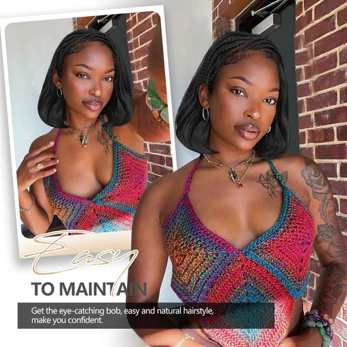 Fancy Hair Braided Wigs for Black Women Straight Cornrow Lace Front Bob Wig with Baby Hair Plucked Glueless Transparent 13X4 Lace Front Wig for Black Women