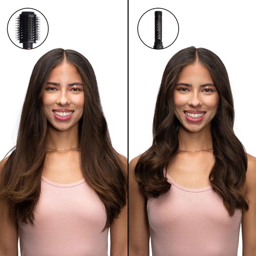 Foxybae Super Styler – 4-in-1 Blow-Dryer Brush Set - Diffuser, Blowout-Brush, 1.25” Curling Barrel & Drying Cylinder - Voluminous, Frizz-Free Hair - Dryer, Straightener & Curler (Black Rose-Gold)