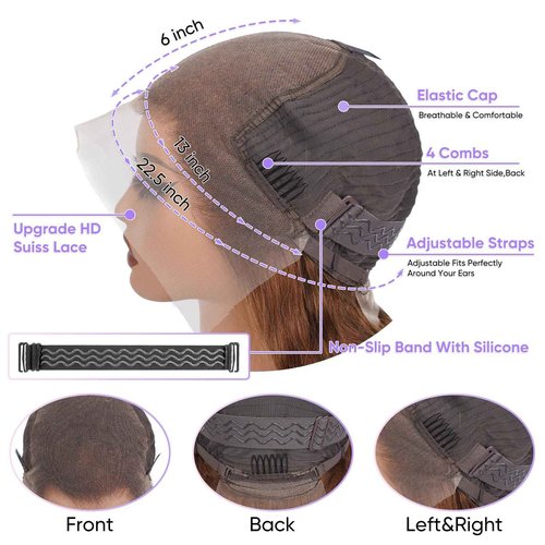 SFTNMEH Honey Blonde Ombre 13x6 Lace Front Wig Human Hair 210 Density Highlight Body Wave Lace Front Wigs Human Hair Pre Plucked Glueless Lace Frontal Wig for Women 4/27 Colored 22Inch