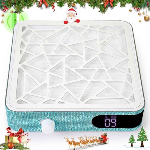 CHRISTINE SHELLY Nail Dust Collector, Cordless Dust Collector Nail Tech, Powerful Vacuum Fan Vent Dust Collector Extractor Dust Suction Machine for Acrylic Nails Polishing, Nail Salon, Lake Blue
