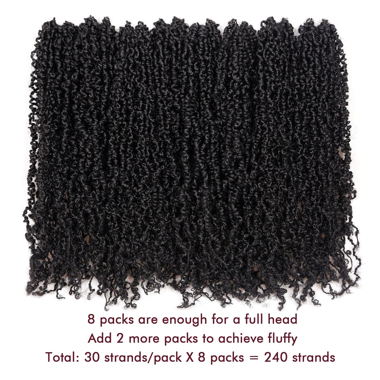 GIX Yanky Twist Crochet Hair - 16 Inch 8 Packs (240 Strands) Natural Black Pre-twisted Fluffy Spring Mini Twist Short Bob Passion Twist, Pre-Looped Crochet Braids Braiding Hair (16 Inch, 1B-8P)