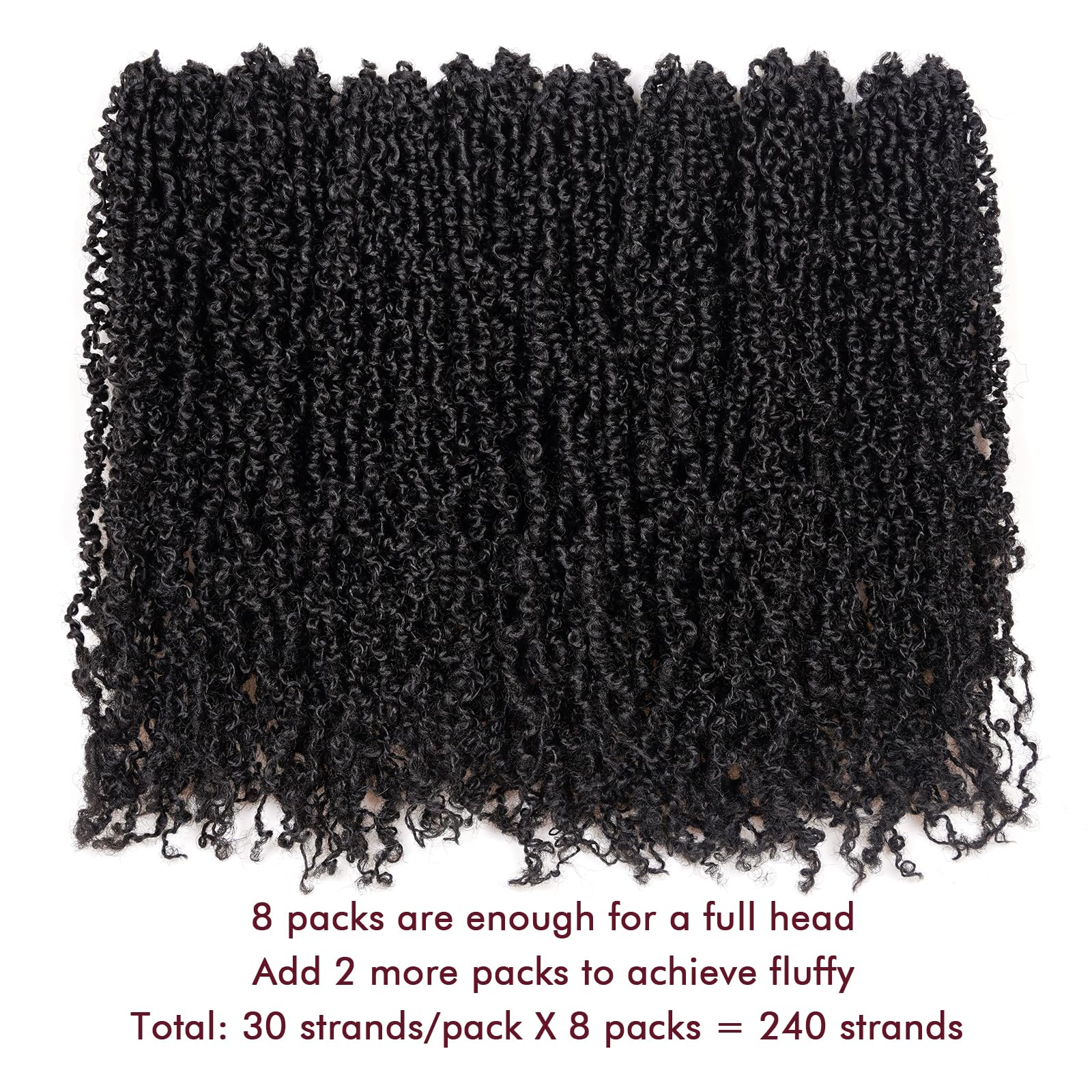 GIX Yanky Twist Crochet Hair - 16 Inch 8 Packs (240 Strands) Natural Black Pre-twisted Fluffy Spring Mini Twist Short Bob Passion Twist, Pre-Looped Crochet Braids Braiding Hair (16 Inch, 1B-8P)