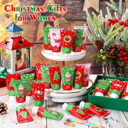 Loopeer 72 Pcs Christmas Hand Cream Gifts Bulk Christmas Mini Hand Lotion Xmas Stocking Stuffers Gifts Travel Size Mini Creams Moisturizer Cream Xmas Party Favors for Dry Skin Women Men Mom Employee