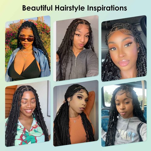 Fecihor 360° HD Full Lace Knotless Braided Wigs for Women Box Braid Wig with Baby Hair Premium Synthetic Natural Looking Black Butterfly Braided Lace Front Wigs 36 Inch