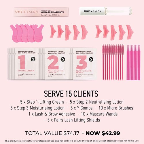 One V Salon Essential Lash Lift & Brow Lamination Professional Kit – Instant Lift for Lashes & Brows – Vegan, Long-Lasting, Lash and Brow Lift Kit with Sachets, Tools (Multicolor-3)