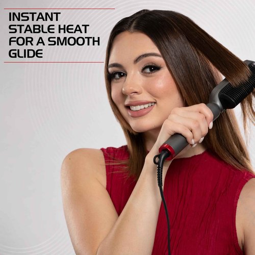 CHI Lava TriLume Heated Brush, Triangle-Shaped Comb for Natural Waves & Volume, Easy & Gentle Root Access, Reduces Frizz & Increases Shine