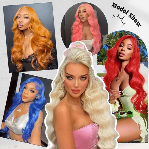 Ruaswey 30 Inch 613 13x6 Lace Front Wig Human Hair 200 Density Blonde Body Wave Lace Front Wigs Human Hair Pre Plucked Blonde Wig Human Hair 613 HD Lace Frontal Wigs