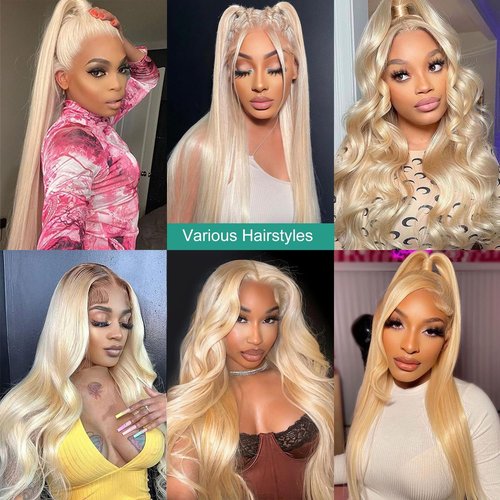 613 Lace Front Wig Human Hair 13x6 Transparent Straight Blonde Lace Front Wigs Human Hair 180% Density Guleless Wigs Human Hair Pre Plucked 613 HD Lace Frontal Wigs For Women 28inch