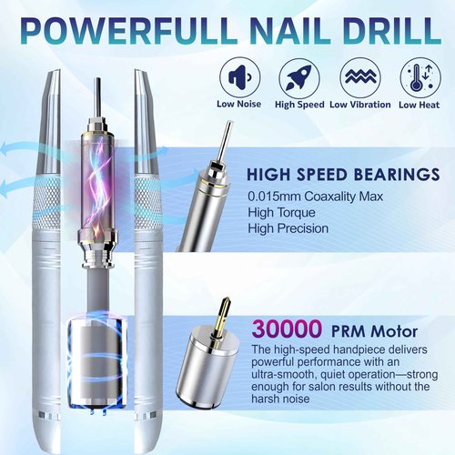MiShiny 30.000RPM Professional Nail Drill Machine - Hand Drill for Nails - Replacement Nail Drill Handpiece Compatible with KUPA KP55, KP60, KP5000, MeDi Pro 20k, UP200