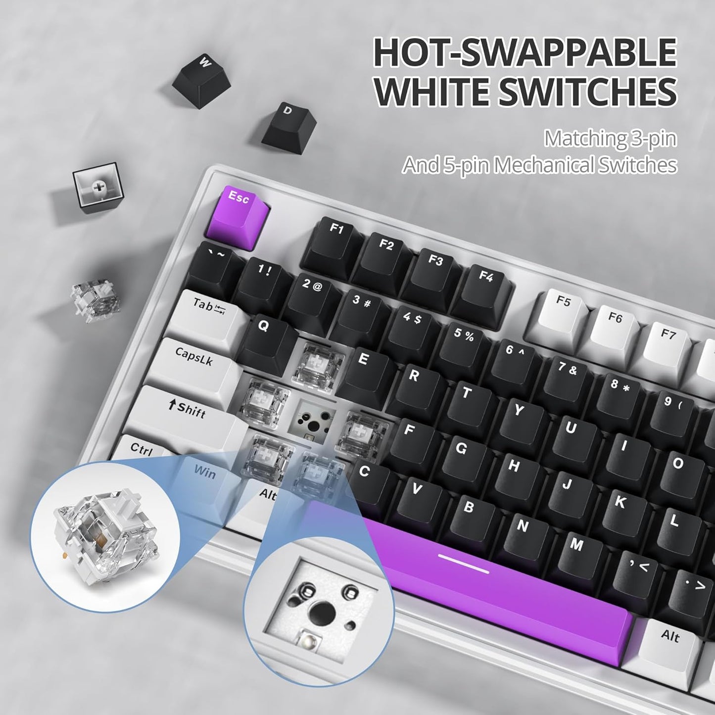 75% TKL Wired Mechanical Keyboard,RGB Backlit Gasket Mount 82 Key Hot Swappable Custom Linear Red Switch Gaming Keyboard with Volume Knob & PBT Keycaps (82 Shoko)