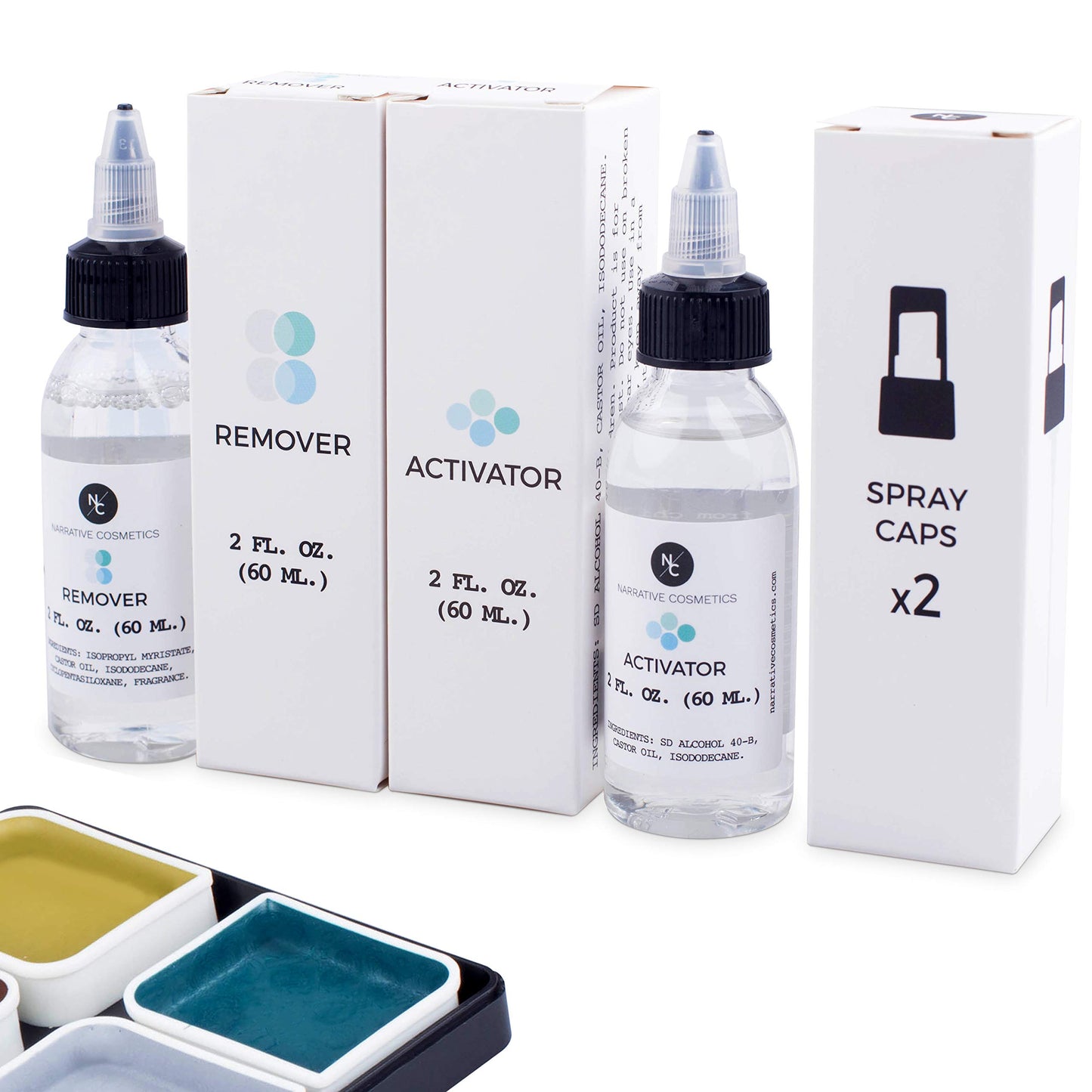 Narrative Cosmetics Zombie Alcohol-Activated Palette, Activator, and Remover Kit, Professional SFX Makeup Set