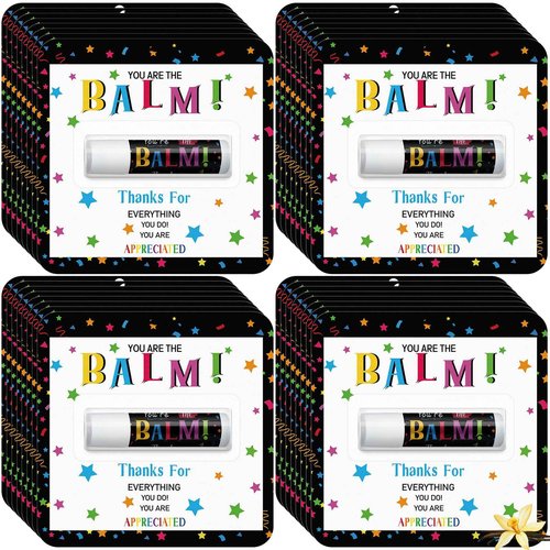 Sacubee 200 Pack Christmas Employee Appreciation Gift Bulk Lip Balm Teacher Staff Team Xmas Thank You Gift You're the Balm Thanksgiving Party Favors Christmas Stocking Stuffers for Women Men Volunteer