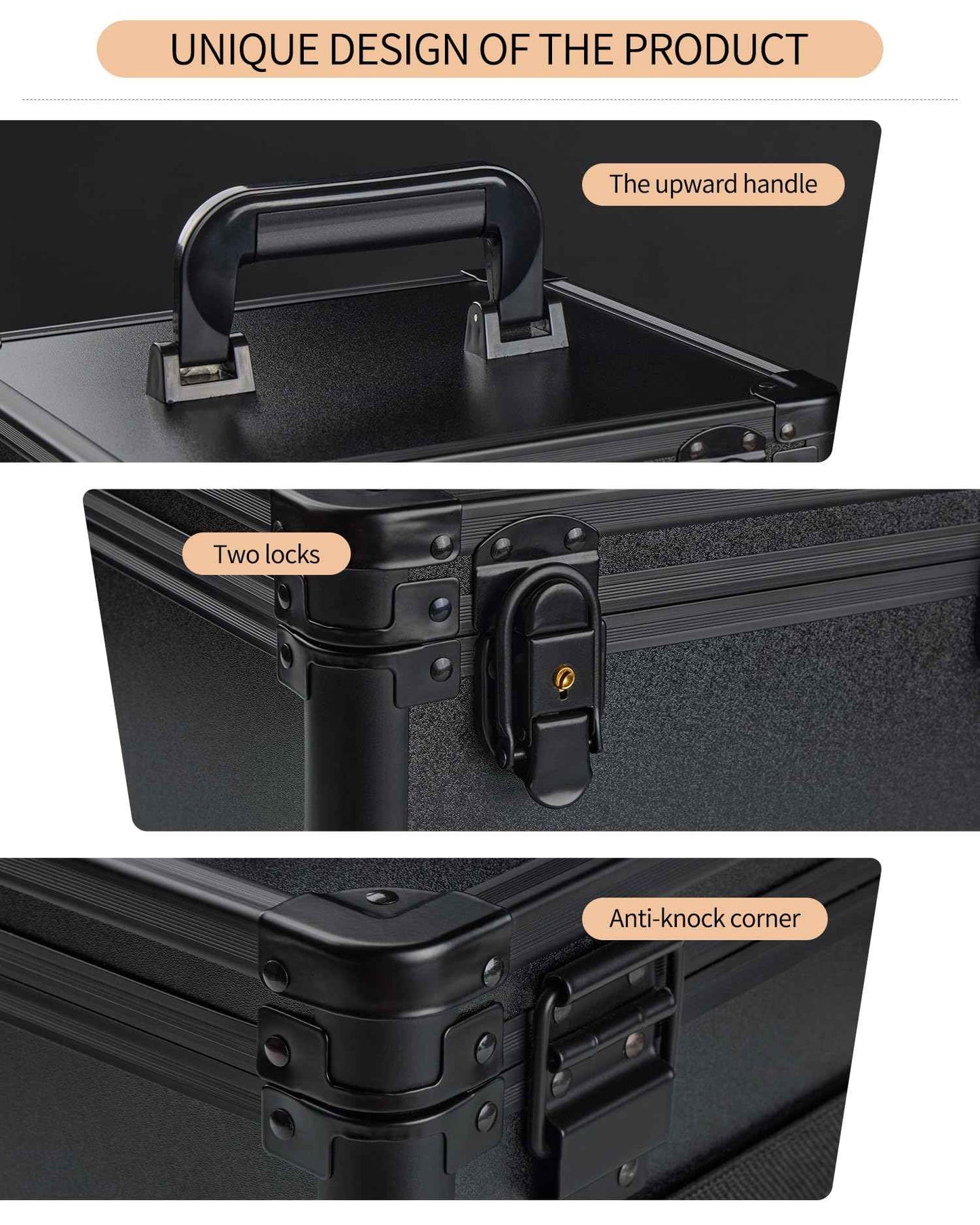 Makeup Case with Lighted Mirror, Travel Makeup Bag Organizer with 3CCT LED Mirror, Cosmetic Bag for Women with Adjustable Divider, Makeup Storage Box with Lock, Waterproof Travel Train Case