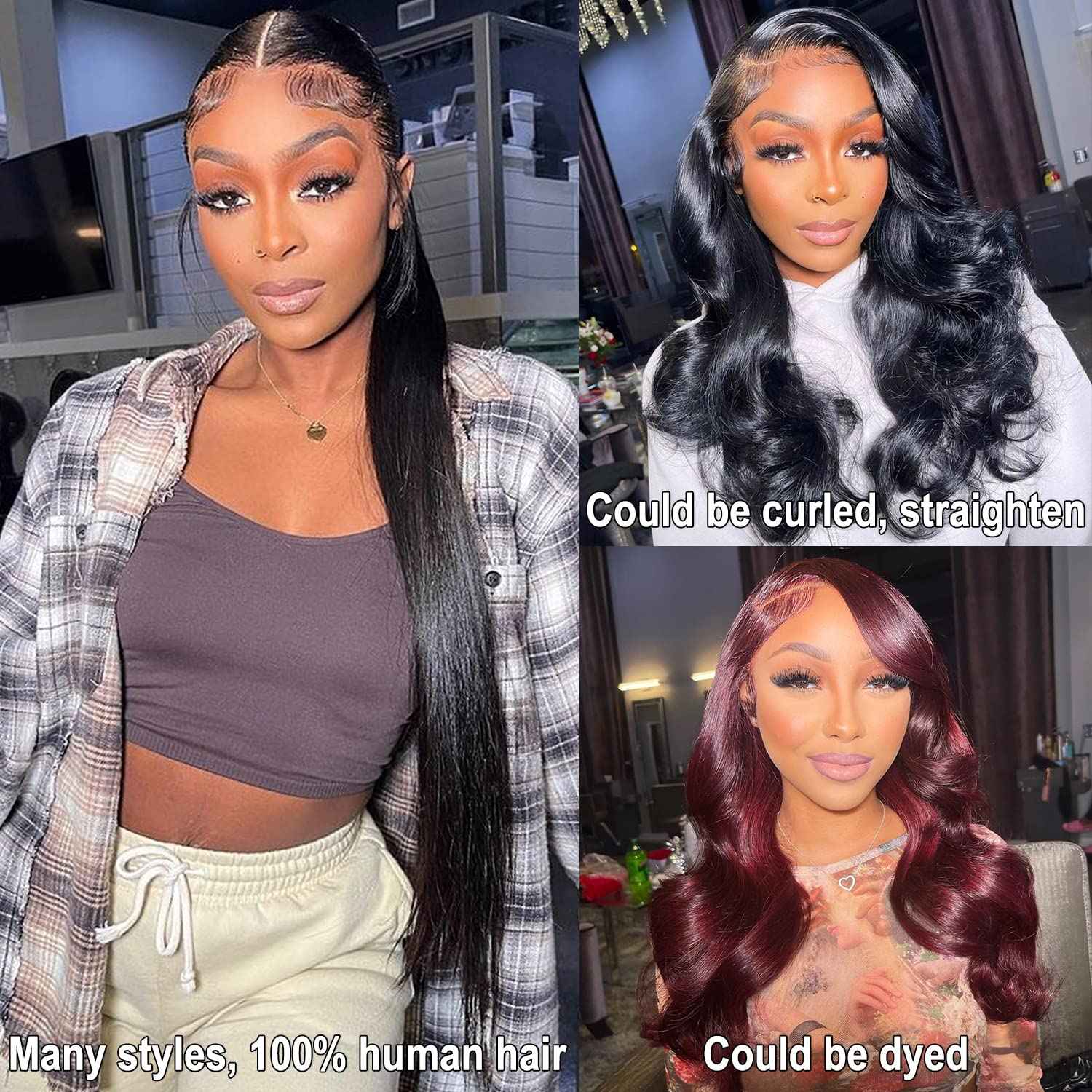 MYLOCKME 24 Inch Straight Lace Front Wig - Human Hair, 13x6 Frontal, HD Lace, 150% Density, Glueless & Pre-Plucked