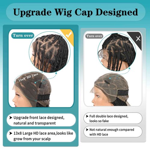 Kalyss Knotless Braided Wigs for Women 13x8 HD Lace Front Braided Wig with Baby Hair Boho Box Braid Wigs Black Premium Synthetic Braid Wig 36 Inch