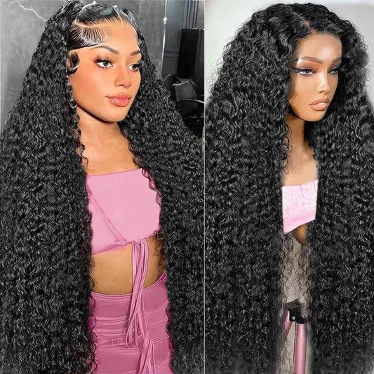 Meet Naive 30 Inch Curly Lace Front Wigs Human Hair 200 Density 13x6 HD Lace Frontal Wigs for Women Deep Curly Glueless Wigs Human Hair Pre Plucked with Baby Hair