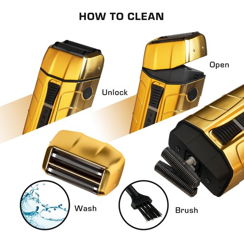 RED Pro Titanium Foil Shaver Cord/Cordless Shaver for Men, Powerful Electric Razor USB-C Rechargeable, Up to 170 Minutes of Run Time, Quiet, Durable and Portable (Matte Gold)