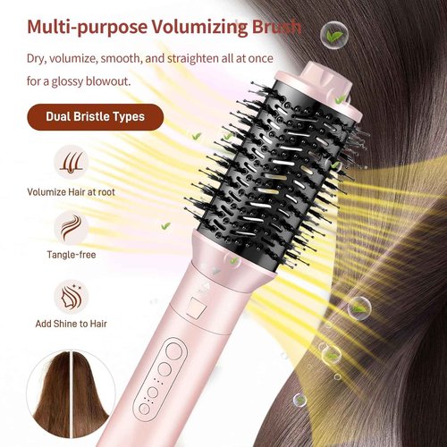 High-Speed 5 in 1 Hair Styler with Auto Curling Iron, Straightener & Volumizing Hot Air Brush |Fast Drying Ionic Blowout, No Heat Damage | Travel & Home Styling Tool (Pink-New)