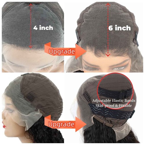 13x6 Water Wave Lace Front Wigs Human Hair 22 Inch 200% Density Water Curly HD Transparent Lace Frontal Wig For Black Women Glueless Wigs Human Hair Pre Plucked with Baby Hair