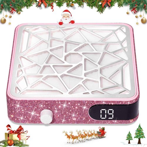 CHRISTINE SHELLY Nail Dust Collector, Powerful Vacuum Fan Vent Dust Collector Extractor Dust Suction Machine for Acrylic Nails Polishing, Nail Salon&Home, Pink Diamond