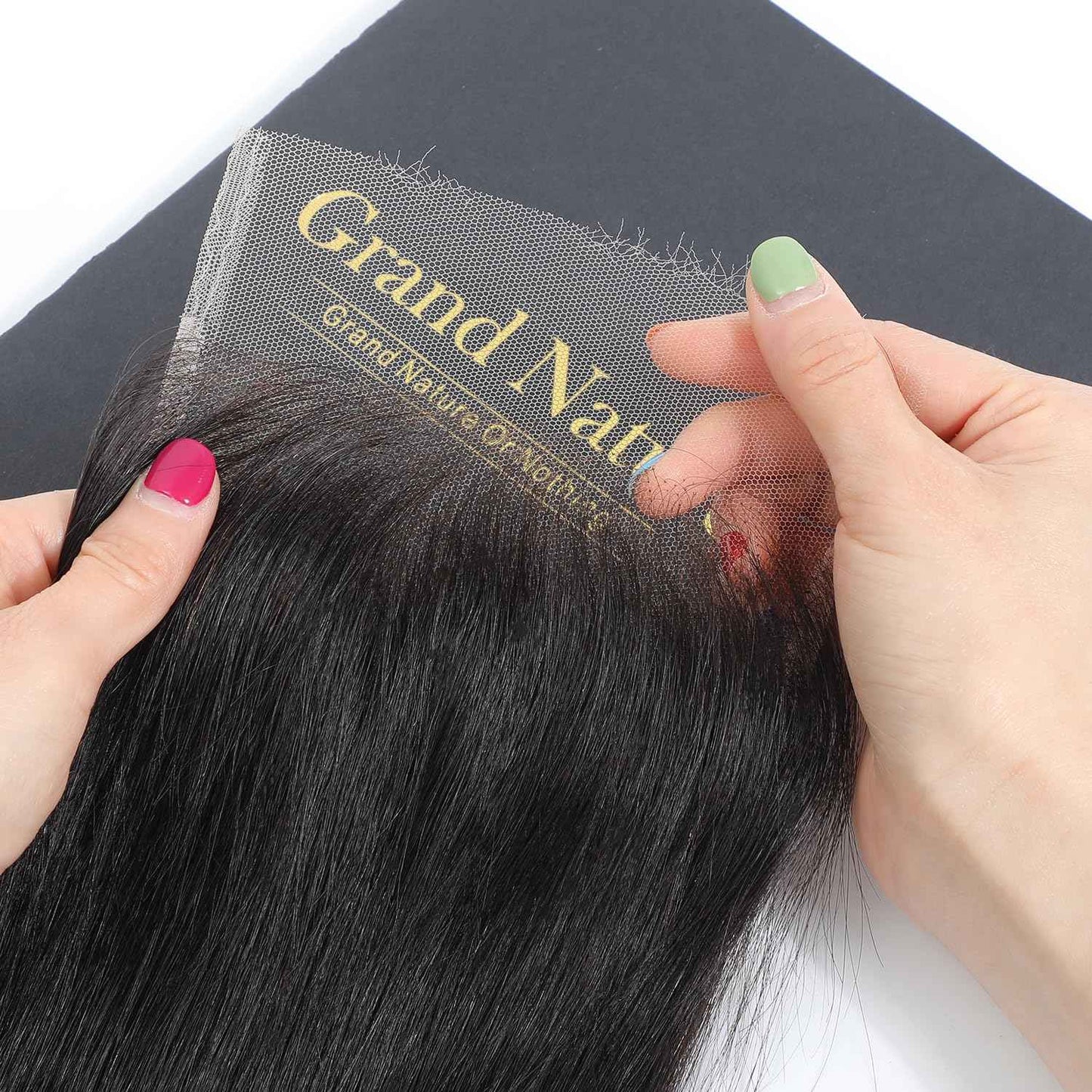 Grand Nature 5x5 HD Lace Closure, Virgin Human Hair Lace Closure Straight, Pre Plucked Natural Hair Line With Bleachable Knots