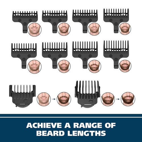 Wahl USA Stainless Steel Lithium Ion 2.0+ Beard Trimmer for Men - Electric Shaver & Nose Ear Trimmer - Rechargeable All in One Men's Grooming Kit - Model 9864SS