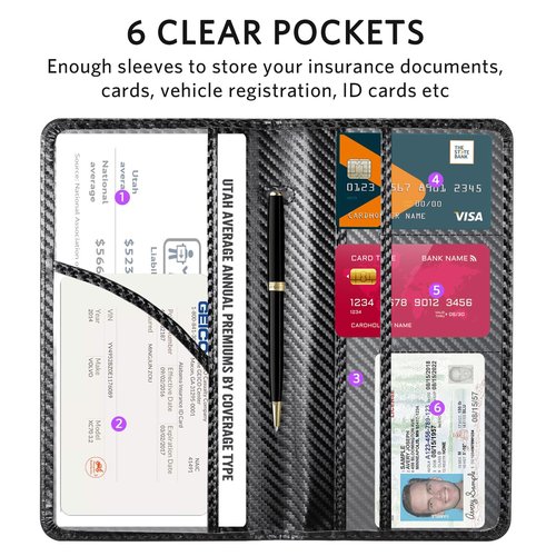 CoBak Car Registration and Insurance Holder - Vehicle Glove Box Car Organizer,Auto Truck Comparment Accessories Case with Magnetic Closure for Driver License,Cards