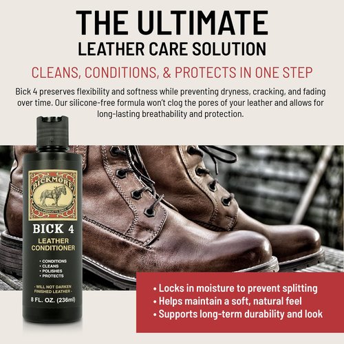 Bickmore Bick 4 Leather Conditioner 32 Fl Oz - Best Since 1882 - Leather Cleaner & Conditioner - Restore Polish & Protect All Smooth Finished Leathers