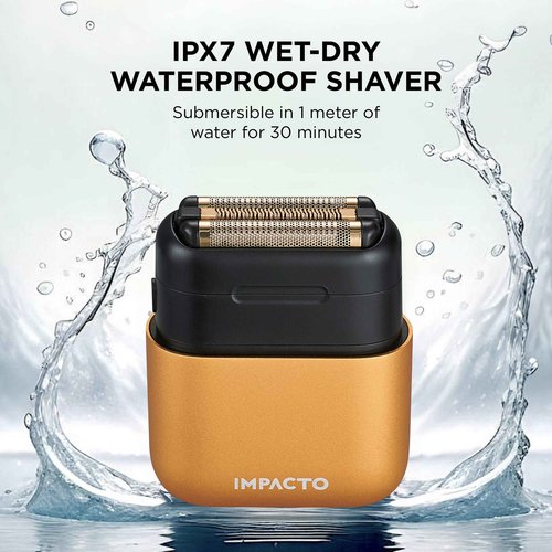 COCCO IMPACTO Shaver, Hygienic Gold Foil Triple Blade, White, Wet & Dry Use, Magnetic Replaceable Head, Intelligent Accelerator, 90 Min Run Time (Gold)