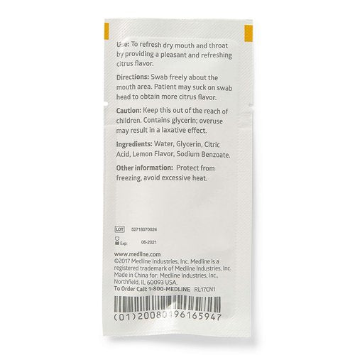 Medline Lemon Glycerin Swabsticks, Swabs for Dry Mouth, 750 Count