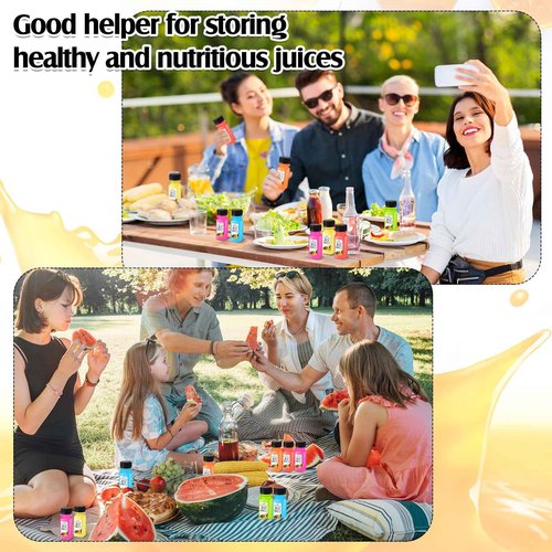 Sliner 350 Pcs 2oz Clear Plastic Bottles Mini Juice Bottle with Screw Lid Small Empty Reusable Liquid Vial Freezer Beverage Container Leak Proof for Juice Milk Water