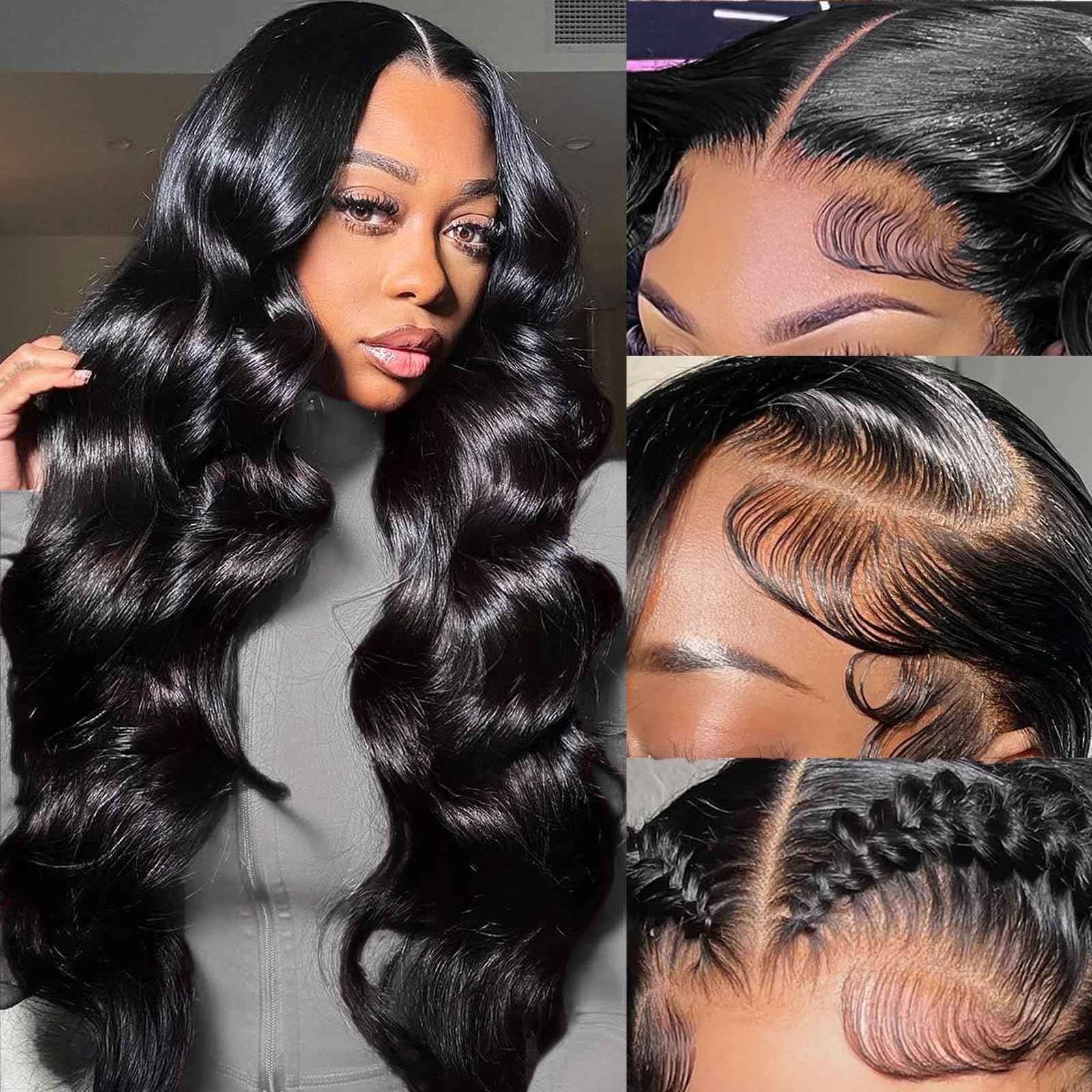 250 Density 30 Inch Body Wave Lace Front Wigs Human Hair, 13x6 HD Transparent Lace Front Wigs Human Hair Glueless Frontal Body Wave Wig for Women, Pre Plucked, Tangle Free, Average Cap, 30 Inch