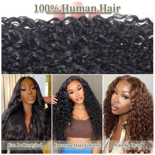 Ainimiu Jerry Curly Wave Human Hair 4 Bundles Brazilian Raw Virgin Hair Weave Bundles Jerry Curly Wet And Wavy 12A Grade Long Unprocessed Human Hair Extensions Natural Black 100g/pc 16 18 20 22inch
