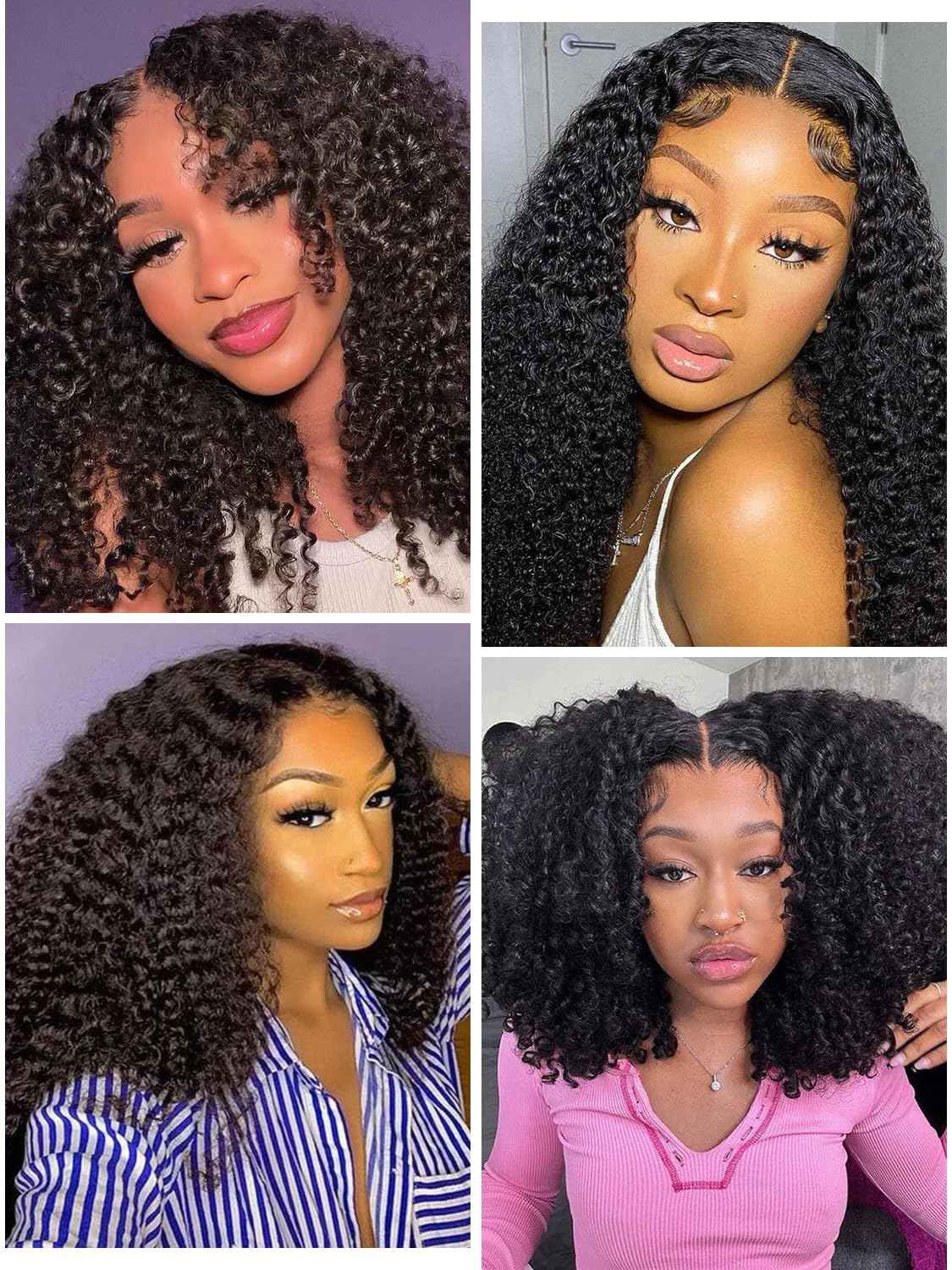 M-Cap Kinky Curly Wear and Go 9x6 Glueless Wigs Human Hair Pre Plucked Pre Cut Pre Bleached Tiny Knots HD Lace Front Wig Human Hair 180% Density Kinky Curly Glueless Wig 18 Inch